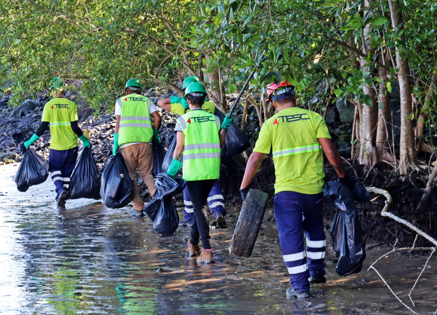 TESC promove uma ação de limpeza nas margens do Rio Pedreira